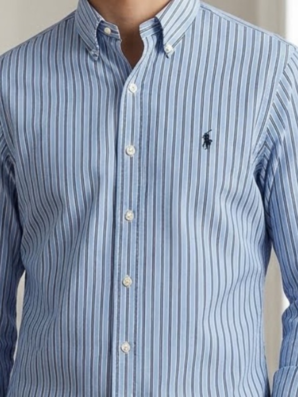 Ralph Lauren Boys Blue Striped Long Sleeve Button Down Shirt Size 5